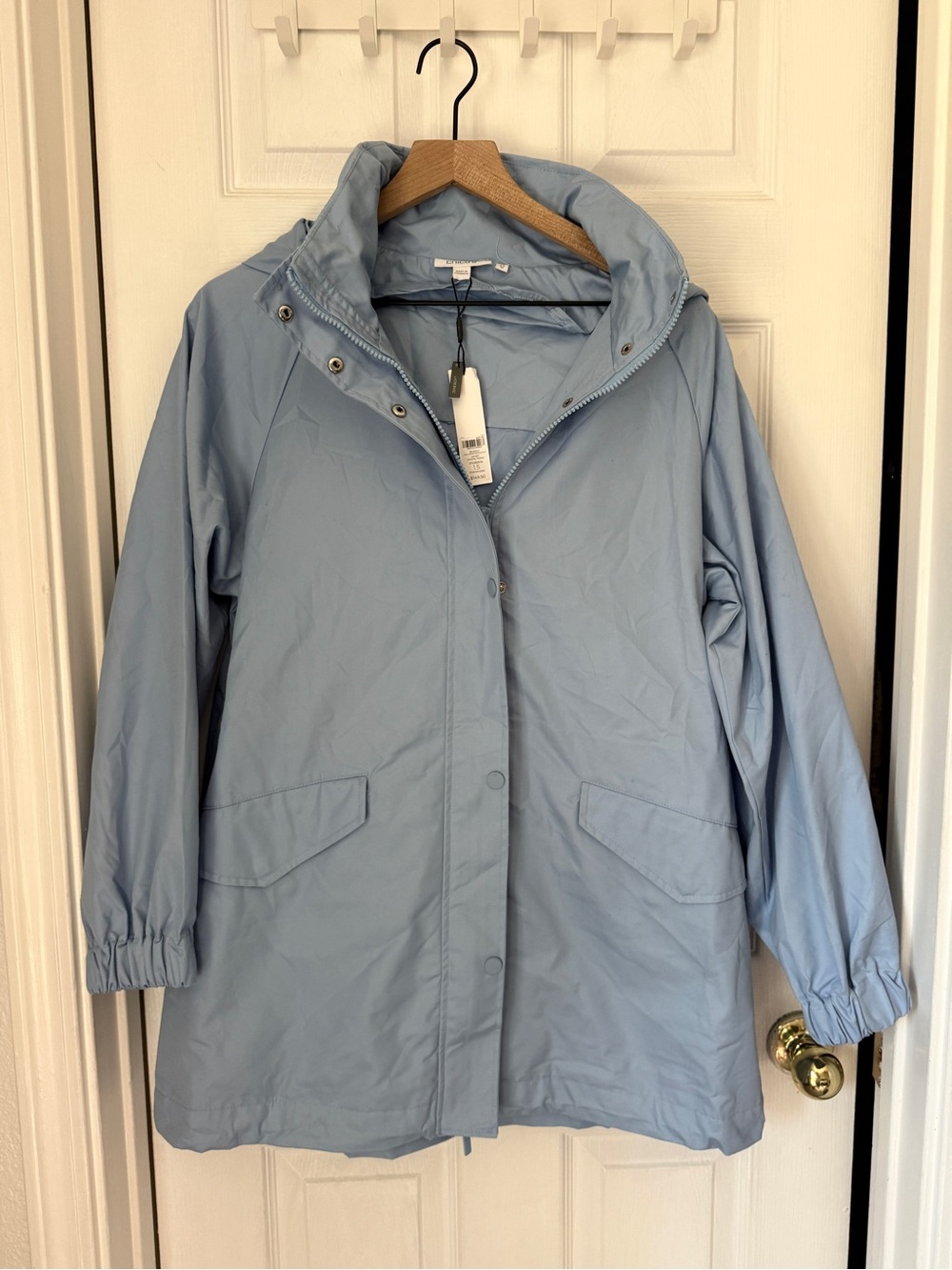NWT Chico's Zenergy Twill Rain Jacket Crystal Topaz Blue Size 10